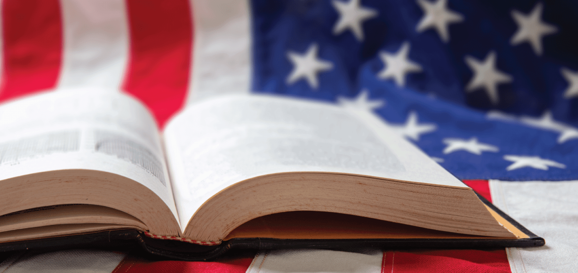 image of the American flag with an open book