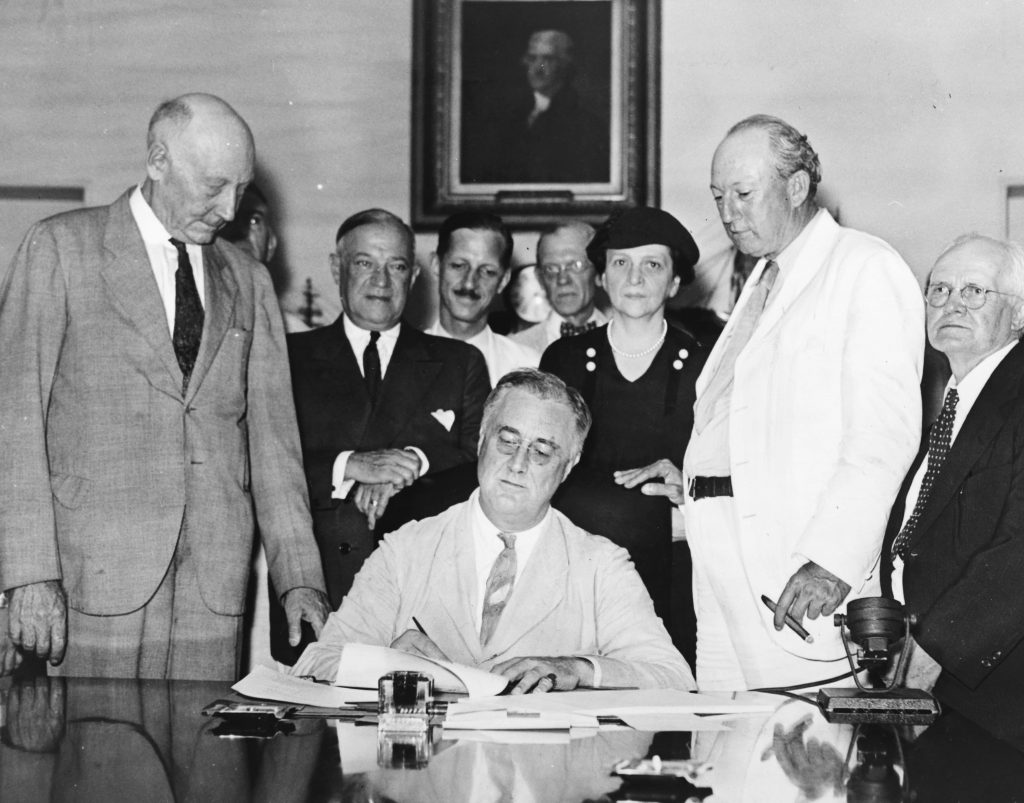 FDR signing social security act