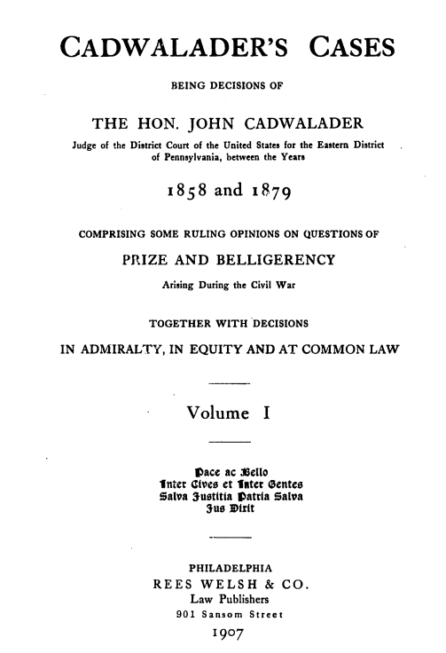 screenshot of Cadwalader's Cases Volume 1