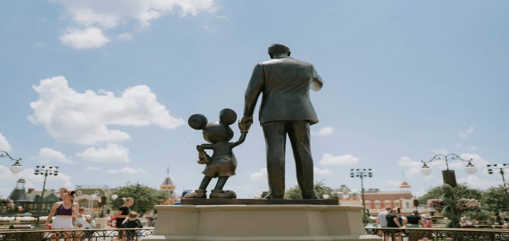statue of walt disney and mickey mouse