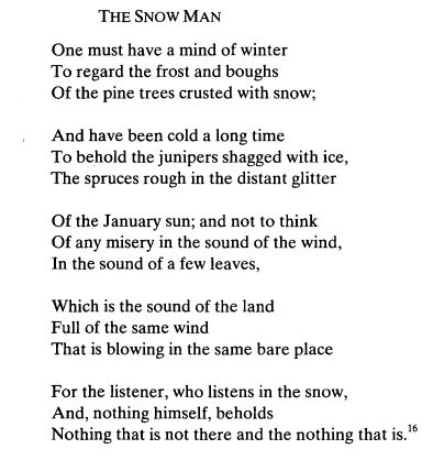 screenshot of the poem "The Snow Man"