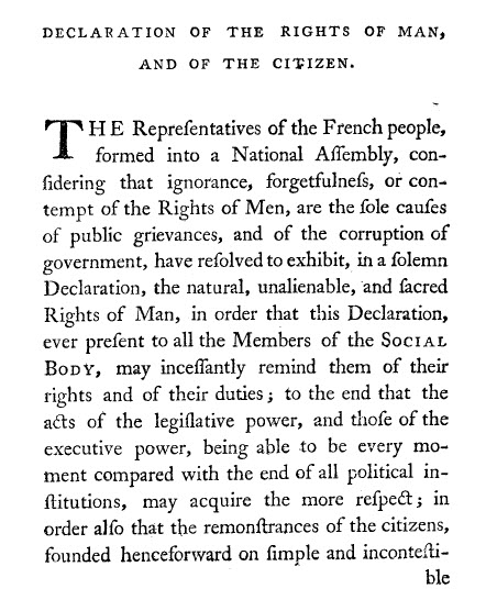 excerpt from the Declaration of the Rights of Man, and of the Citizen