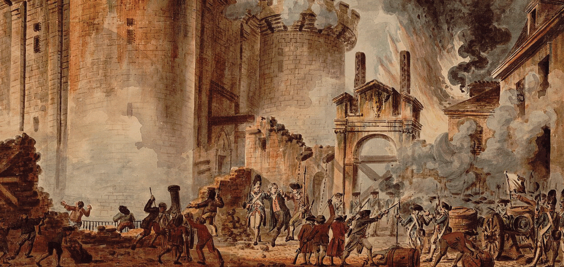 painting of Storming of The Bastille by Jean-Pierre Houël