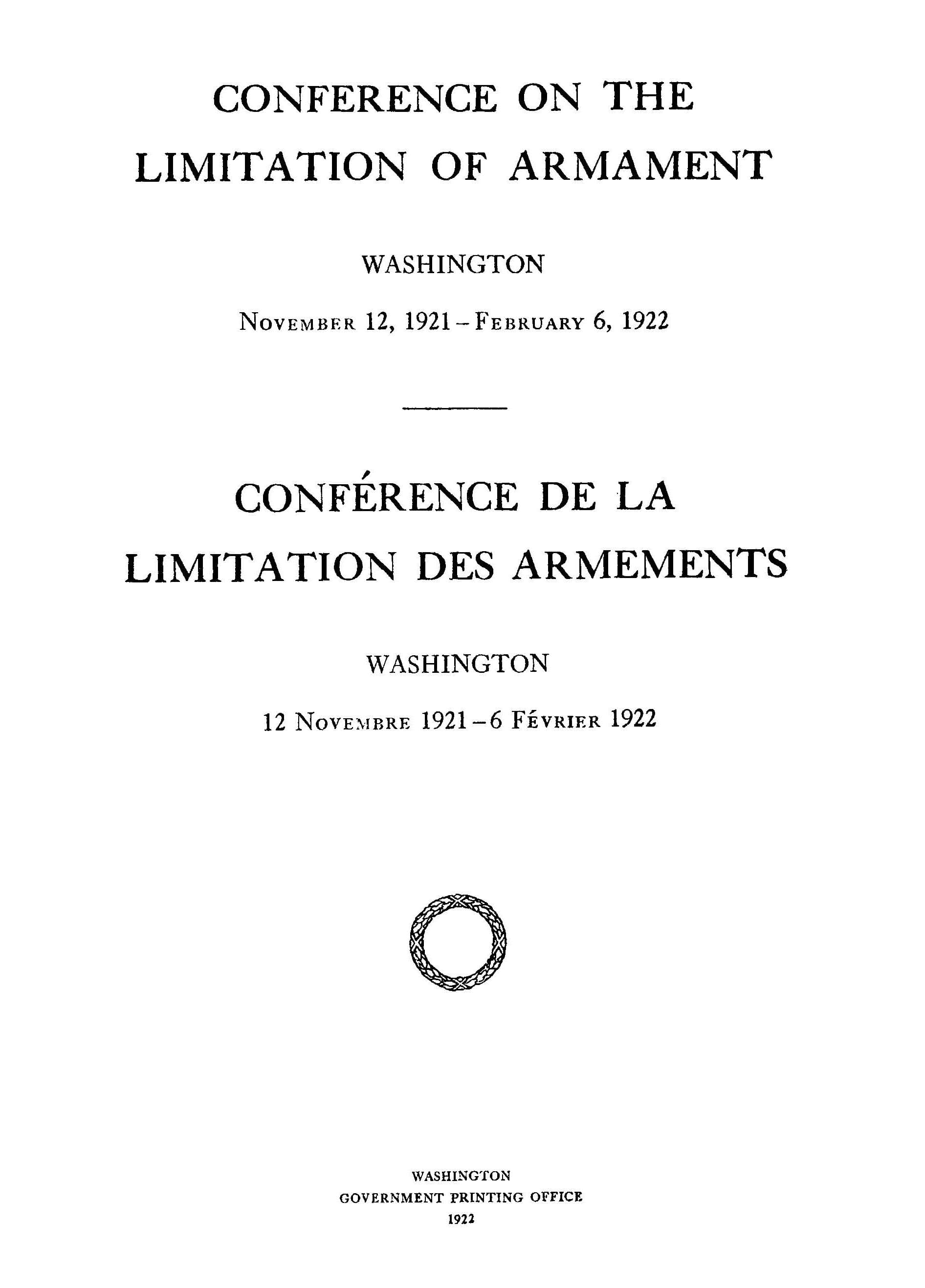 cover of Conference on the Limitation of Armament