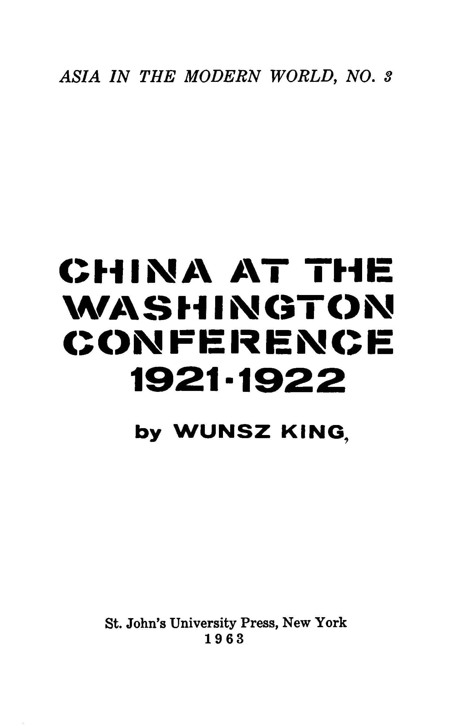 cover of China at the Washington Conference, 1921-1922