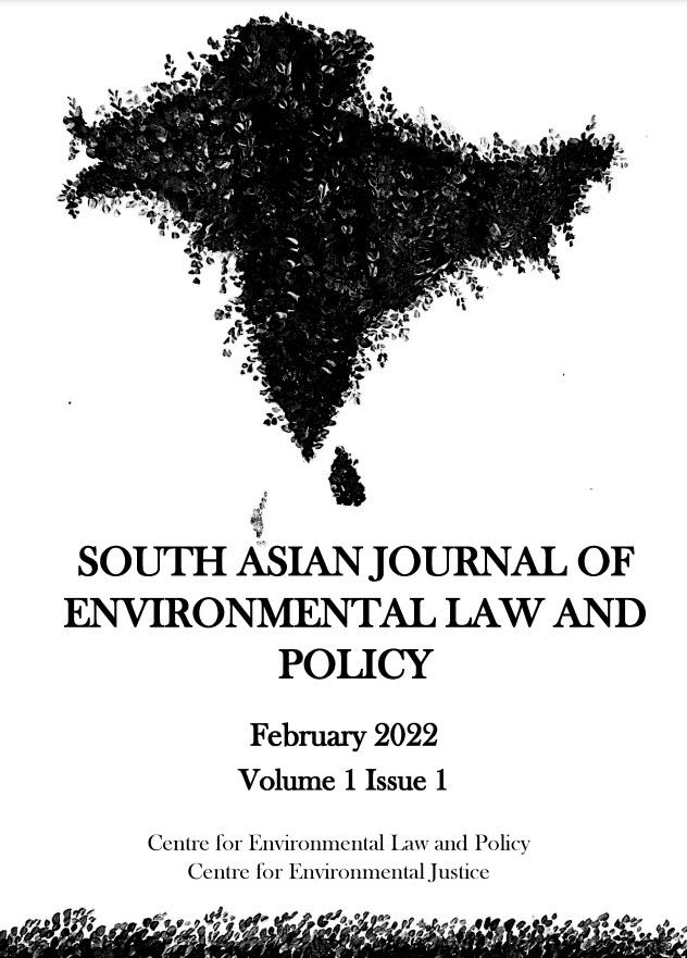 title page of South Asian Journal of Environmental Law and Policy