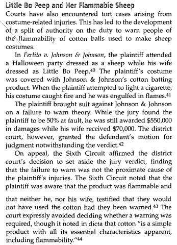 screenshot of excerpt of article about Ferlito v. Johnson & Johnson case