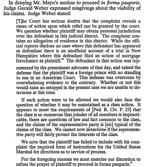 screenshot of excerpt of article about Gerald Mayo v. Satan and His Staff case