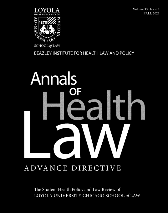 Cover of Annals of Health Law 