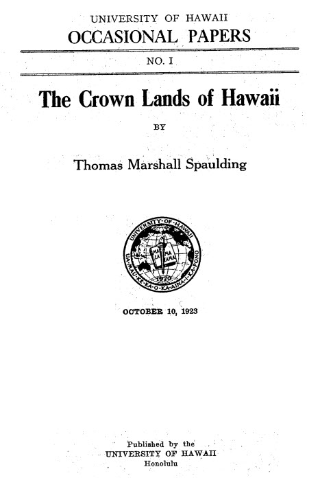 the cover of The Crown Lands of Hawaii