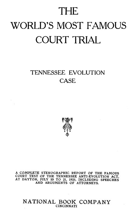 cover of The World's Most Famous Court Trial: Tennessee Evolution Case