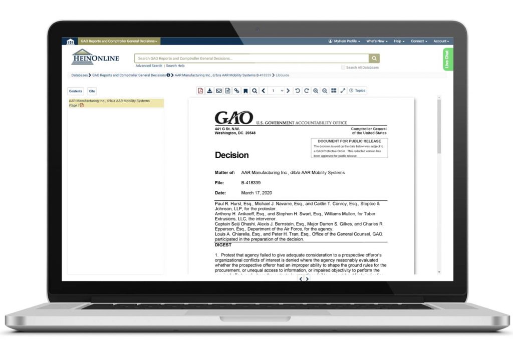 GAO Database Laptop Screenshot