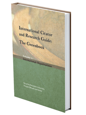Mock up book cover of Volume 1 of International Citator and Research Guide: The Greenbook