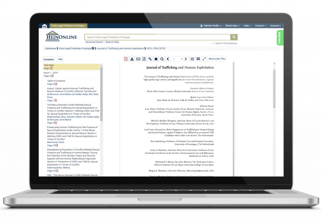 Paris Legal Publishers journal featured on a laptop
