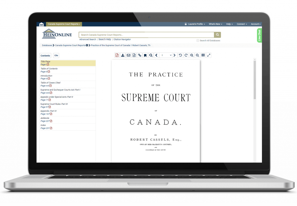 Canada Supreme Court Reports Laptop view