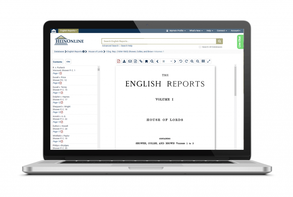 Laptop view of English Reports volume 1