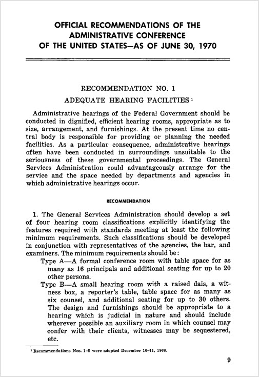 screenshot of OFFICIAL RECOMMENDATIONS OF THE
ADMINISTRATIVE CONFERENCE
OF THE UNITED STATES-AS OF JUNE 30, 1970