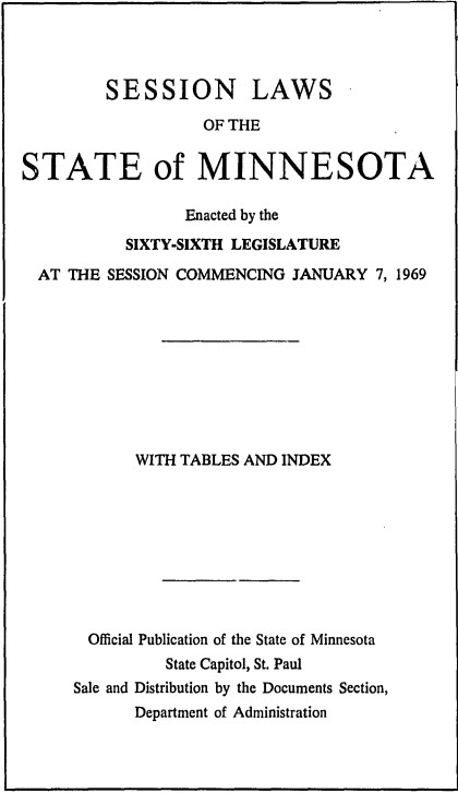 cover of Session Laws of the State of Minnesota 1969